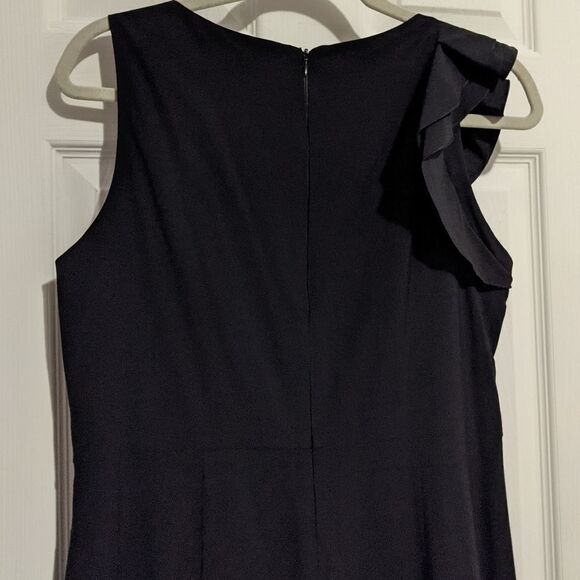 Red Valentino Ruffle Black Dress Midi Virgin Wool Blend - Picture 8 of 9